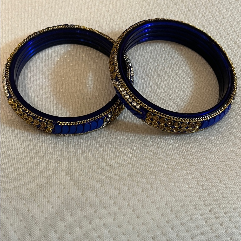 Elegant Blue and Gold Bangles